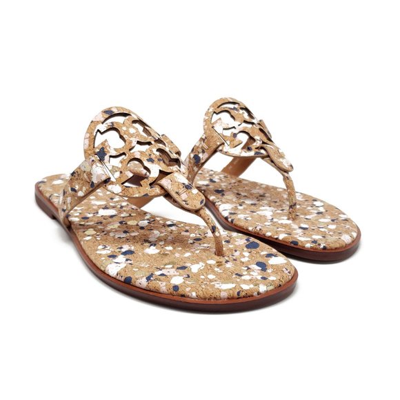 Tory Burch Miller Cork Sandals New Ivory Confetti - Picture 6 of 10